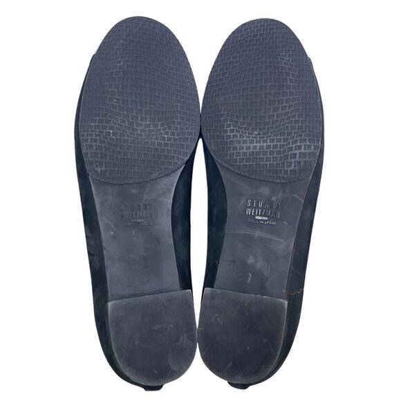 Stuart Weitzman Women's Black Suede Rhinestone Cap Toe Flat Shoes Sz 8M - Picture 9 of 10